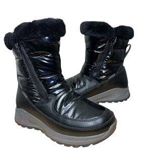 Royal Canadian Snow Boots Waterproof Black Puffy Sz 2 Fur Lined Zips Winter -30C